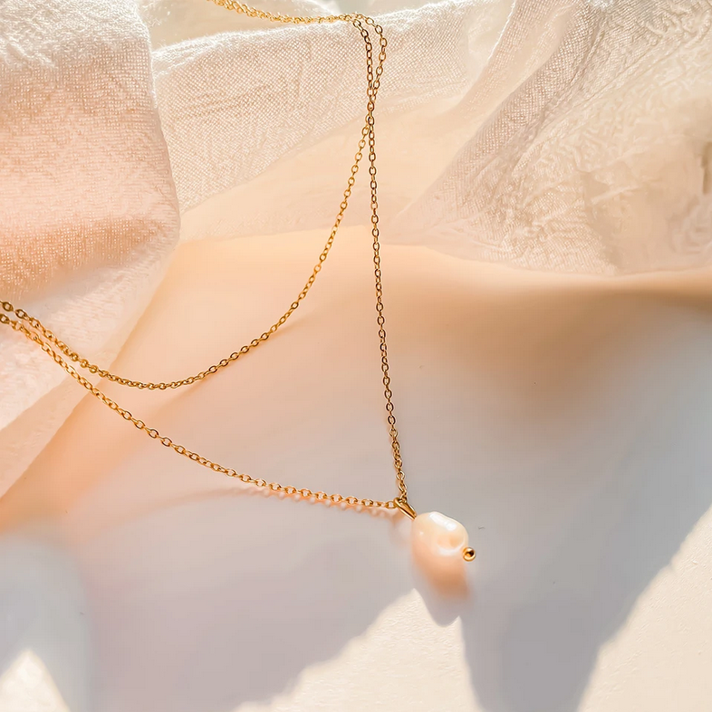 Double necklace with freshwater pearl Elara