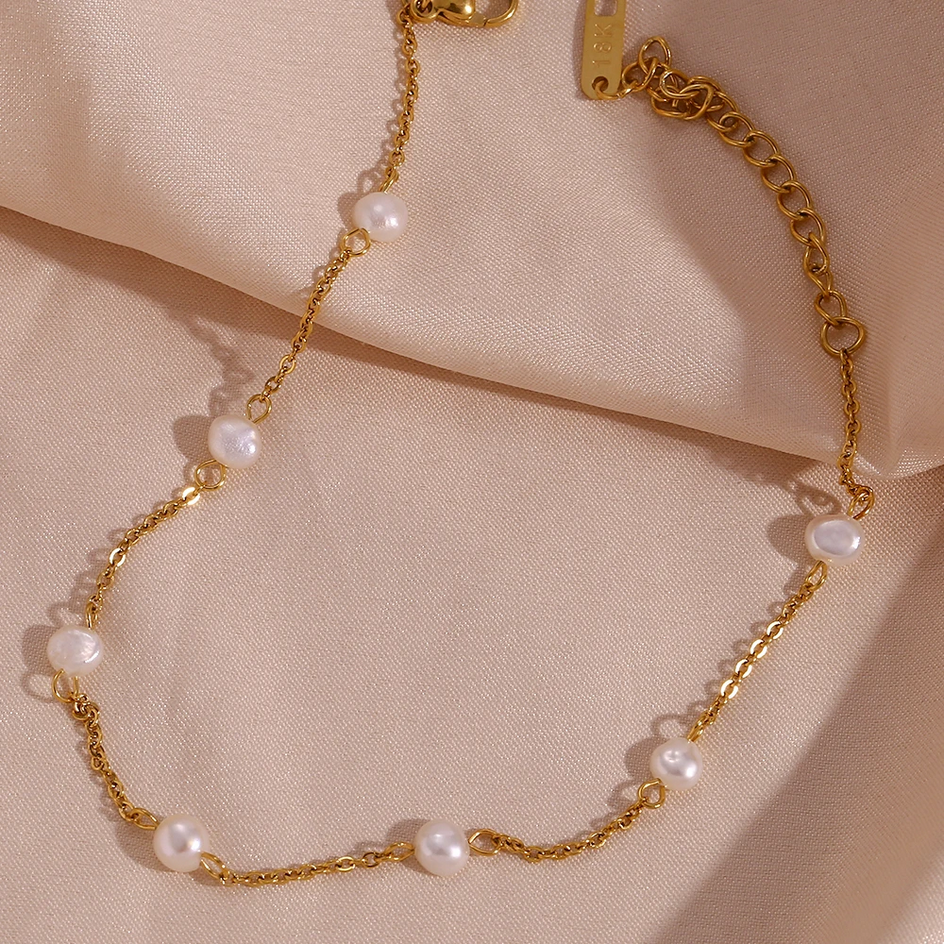 Гривна за глезен със сладководни перли Перлена следа