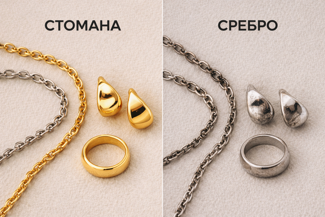 сравнение между бижута от медицинска стомана и сребро
