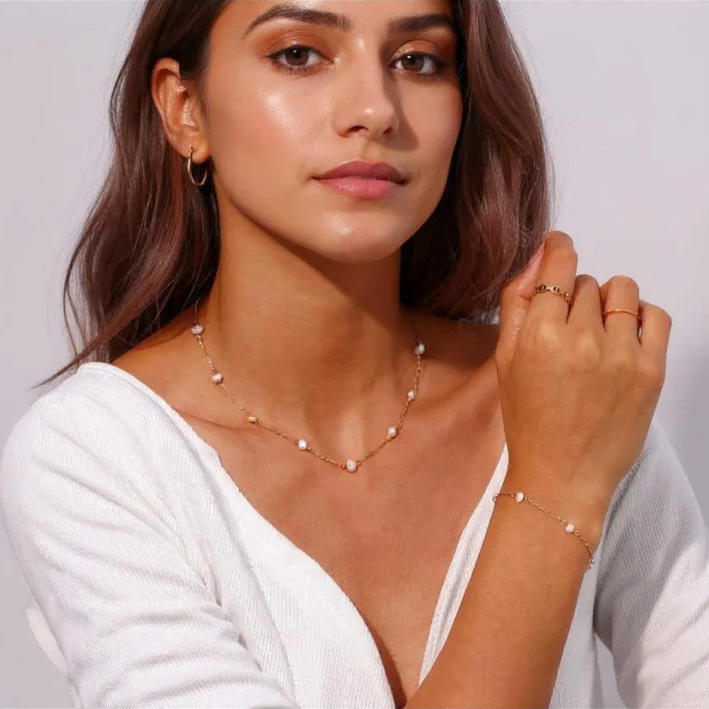 Комплект колие и гривна Перлена следа