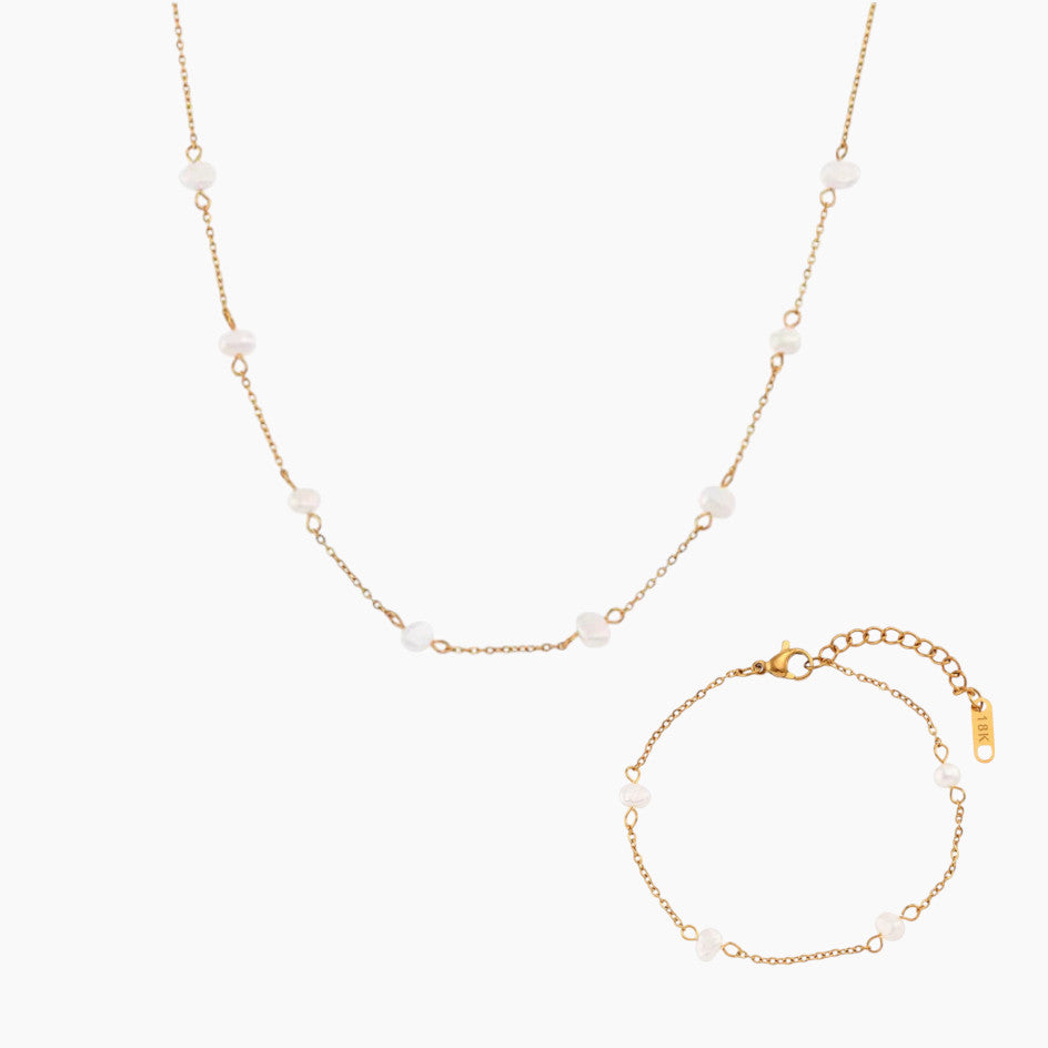 Комплект колие и гривна Перлена следа