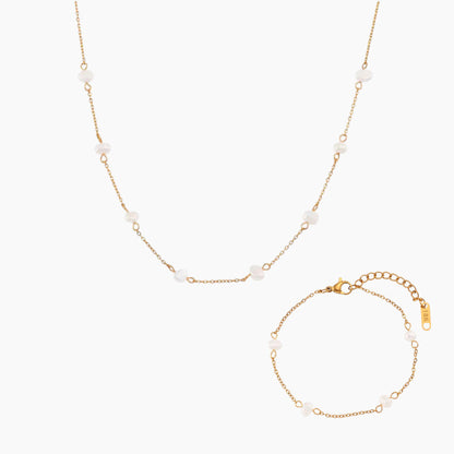 Комплект колие и гривна Перлена следа