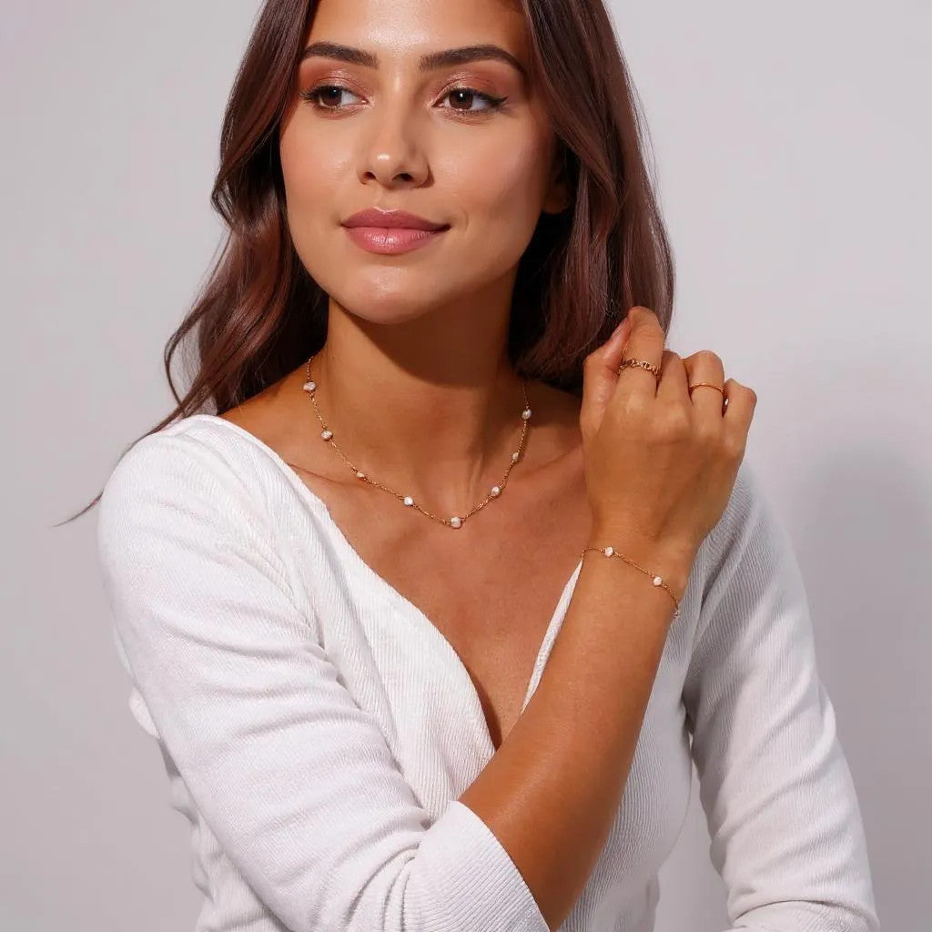 Комплект колие и гривна Перлена следа