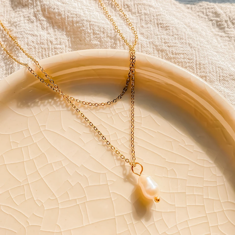 Двойно колие със сладководна перла Елара